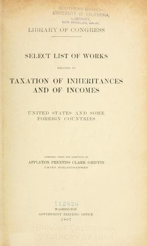 Select list of works relating to taxation of inheritances and of incomes