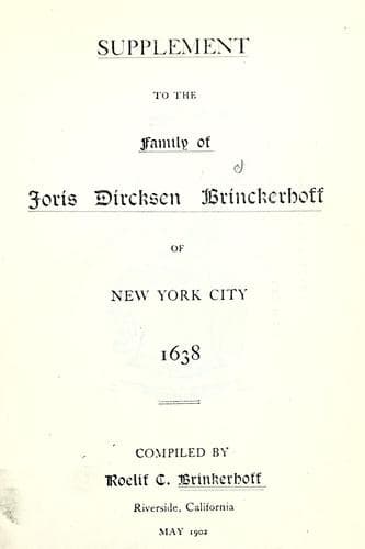 Supplement to The family of Joris Dircksen Brinckerhoff of New York City, 1638