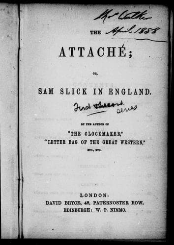 Cover image for The attaché, or, Sam Slick in England