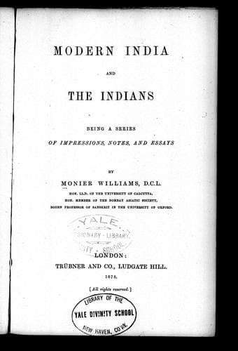Cover image for Modern India and the Indians