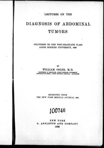 Cover image for Lectures on the diagnosis of abdominal tumors