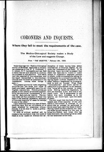 Coroners and inquests