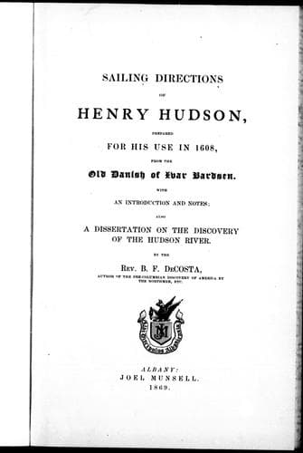 Cover image for Sailing directions of Henry Hudson