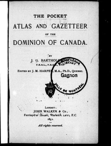 The pocket atlas and gazetteer of the Dominion of Canada