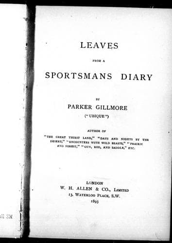 Cover image for Leaves from a sportsmans diary