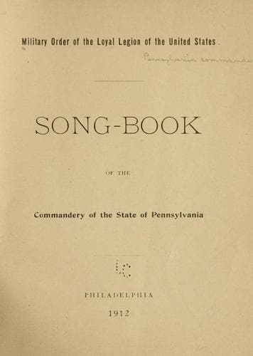 Song-book of the Commandery of the state of Pennsylvania