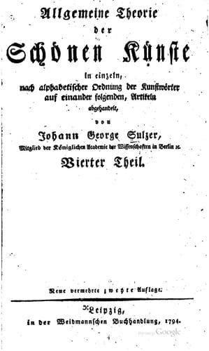 Allgemeine Theorie der schönen Künste in einzeln