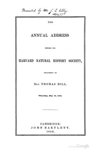 The annual address before the Harvard natural history society
