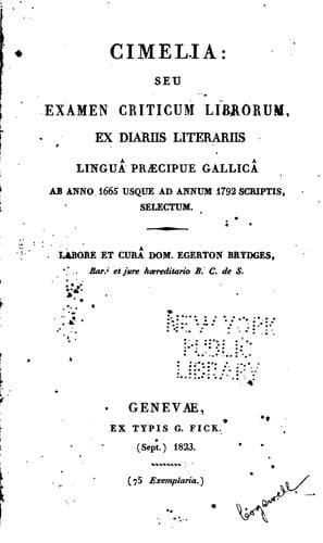 Cimelia: seu examen criticum librorum