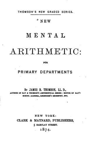 New Mental Arithmetic for Primary Departments