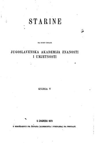 Starine na sviet izdaje Jugoslavenska akademija znanosti i umjetnosti