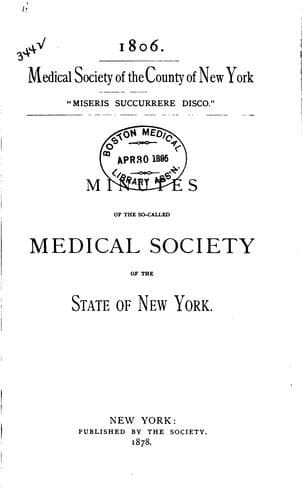 Minutes of the Medical Society of the County of New York