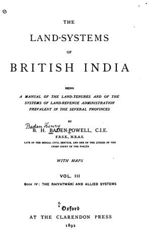 The Land Systems of British India: Being a Manual of the Land-tenures and of the Systems of Land ..