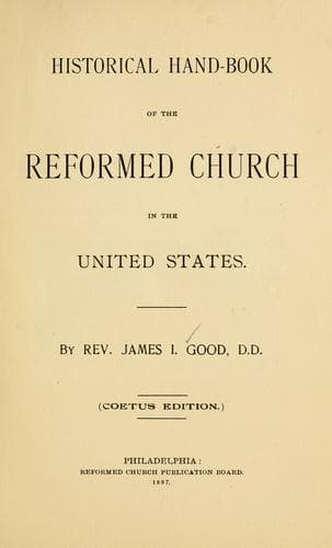 Historical hand-book of the reformed church in the United States