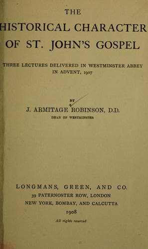 The historical character of St. John's Gospel