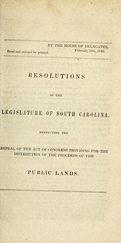 Resolutions of the legislature of South Carolina, touching the controversy between New York and Virginia, and a late law of that state on the same subject