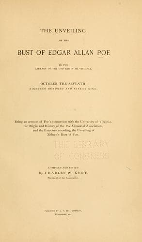 The unveiling of the bust of Edgar Allan Poe in the library of the University of Virginia