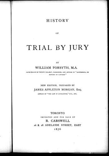 Cover image for History of trial by jury