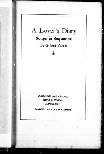 Cover image for A lover's diary