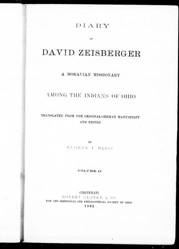 Cover image for Diary of David Zeisberger, a Moravian missionary among the Indians of Ohio
