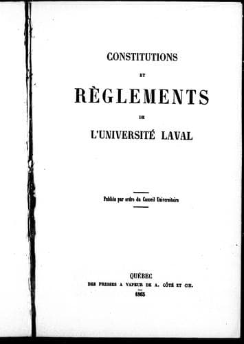 Cover image for Constitutions et règlements de l'Université Laval