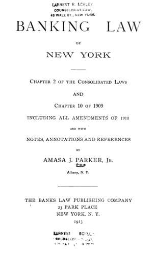 The banking law of New York