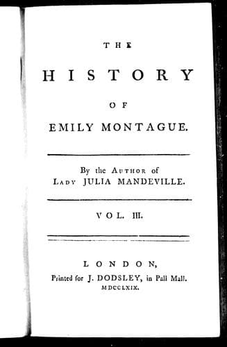 Cover image for The history of Emily Montague