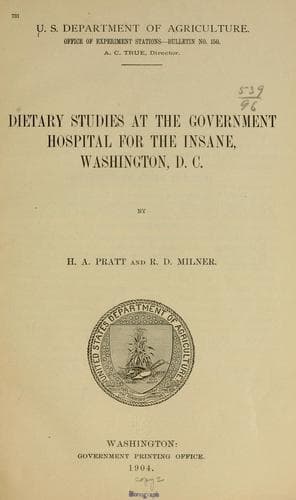 Dietary studies at the government hospital for the insane,...