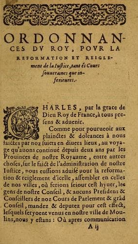 Ordonnance dv Roy povr la reformation et reiglement de la iustice