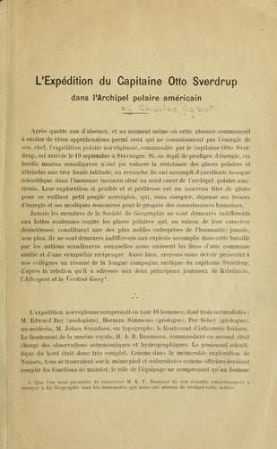 L'expédition du capitaine Otto Sverdrup dans l'archipel polaire américain
