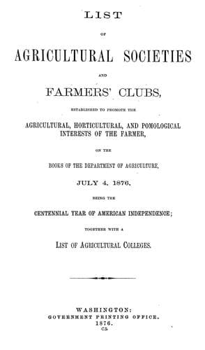 List of agricultural societies and farmers' clubs