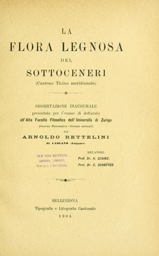 La flora legnosa del Sottoceneri (cantone Ticino meridionale)