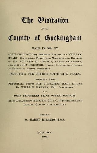 The visitation of the county of Buckingham made in 1634