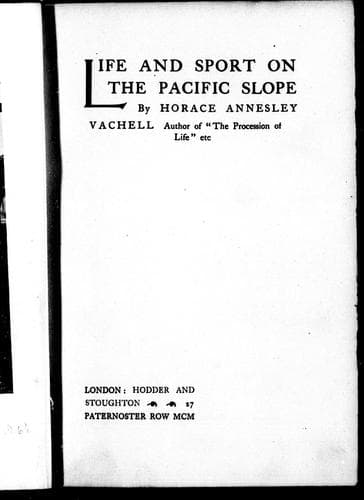 Cover image for Life and sport on the Pacific slope