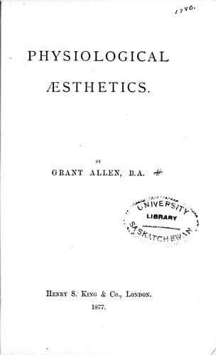 Cover image for Physiological æsthetics