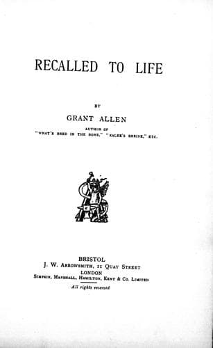 Cover image for Recalled to life