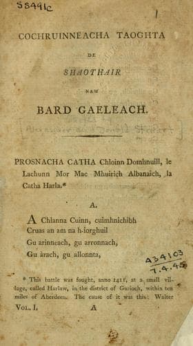 Cochruinneacha taoghta de shaothair nam bard Gaeleach