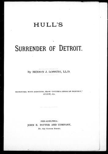 Cover image for Hull's surrender of Detroit