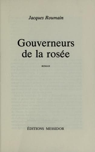 Cover image for Gouverneurs de la rosée