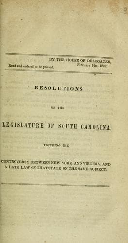 Resolutions of the legislature of South Carolina, respecting the repeal of the act of Congress providing for the distribution of the proceeds of the public lands