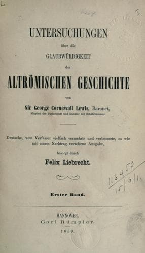 Untersuchungen über die Glaubwürdigkeit der altrömischen Geschichte