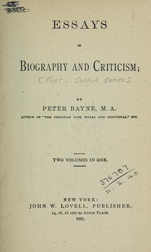 Essays in biography and criticism