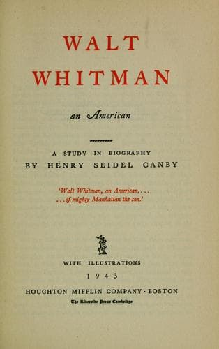 Cover image for Walt Whitman, an American