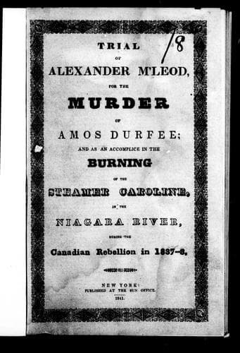 Trial of Alexander M'Leod for the murder of Amos Durfee