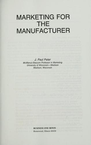 Cover image for Marketing for the manufacturer