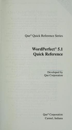 Cover image for WordPerfect 5.1 quick reference