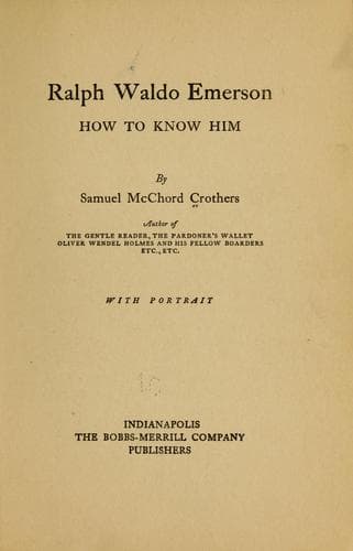 Cover image for Ralph Waldo Emerson: how to know him