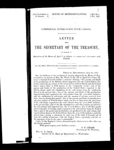 Letter from the secretary of the treasury