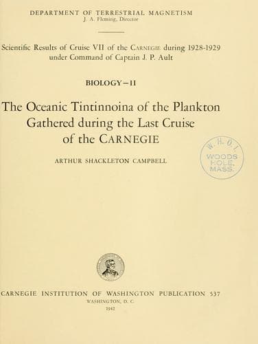 Scientific results of cruise VII of the Carnegie during 1928-1929 under command of Captain J. P. Ault