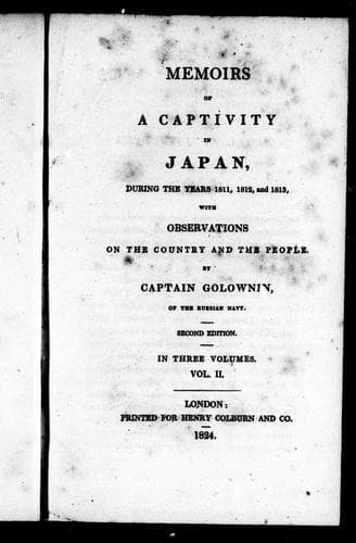 Memoirs of a captivity in Japan, during the years 1811, 1812, and 1813